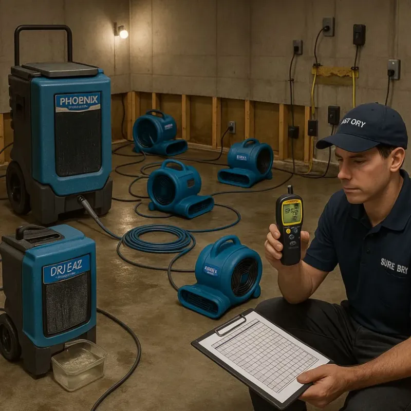 Structural Drying and Dehumidification process in Mayville, WI